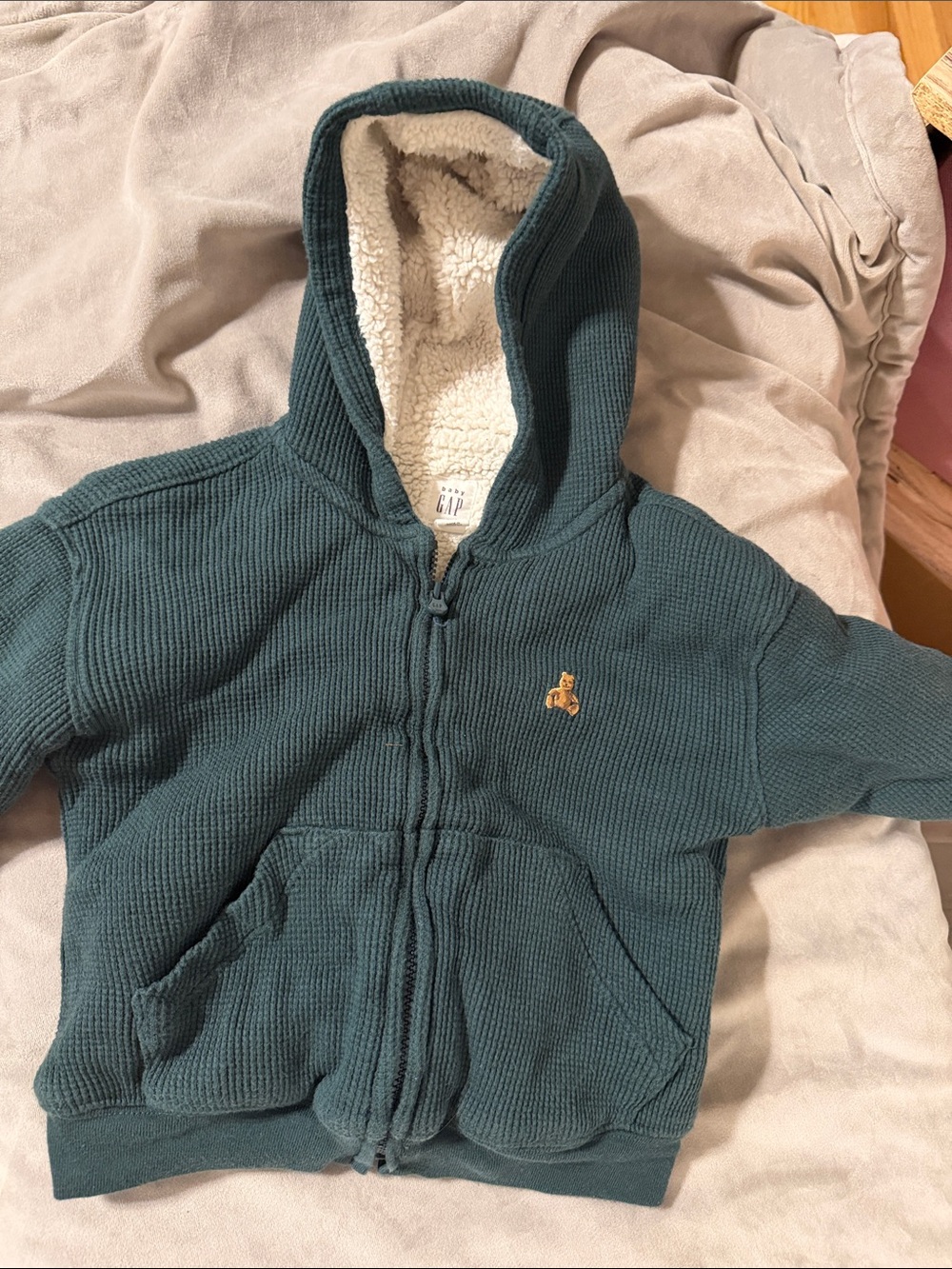 GAP Teal Hooded Sherpa-Lined Zip Hoodie for Kids